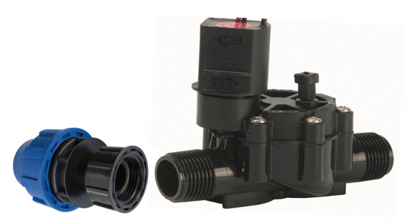 Magnetventil 100-DV-MM 24VAC Rain-Bird + 1 Stück PE-Verschraubung 25 / 32 mm x 1"IG Überwurf